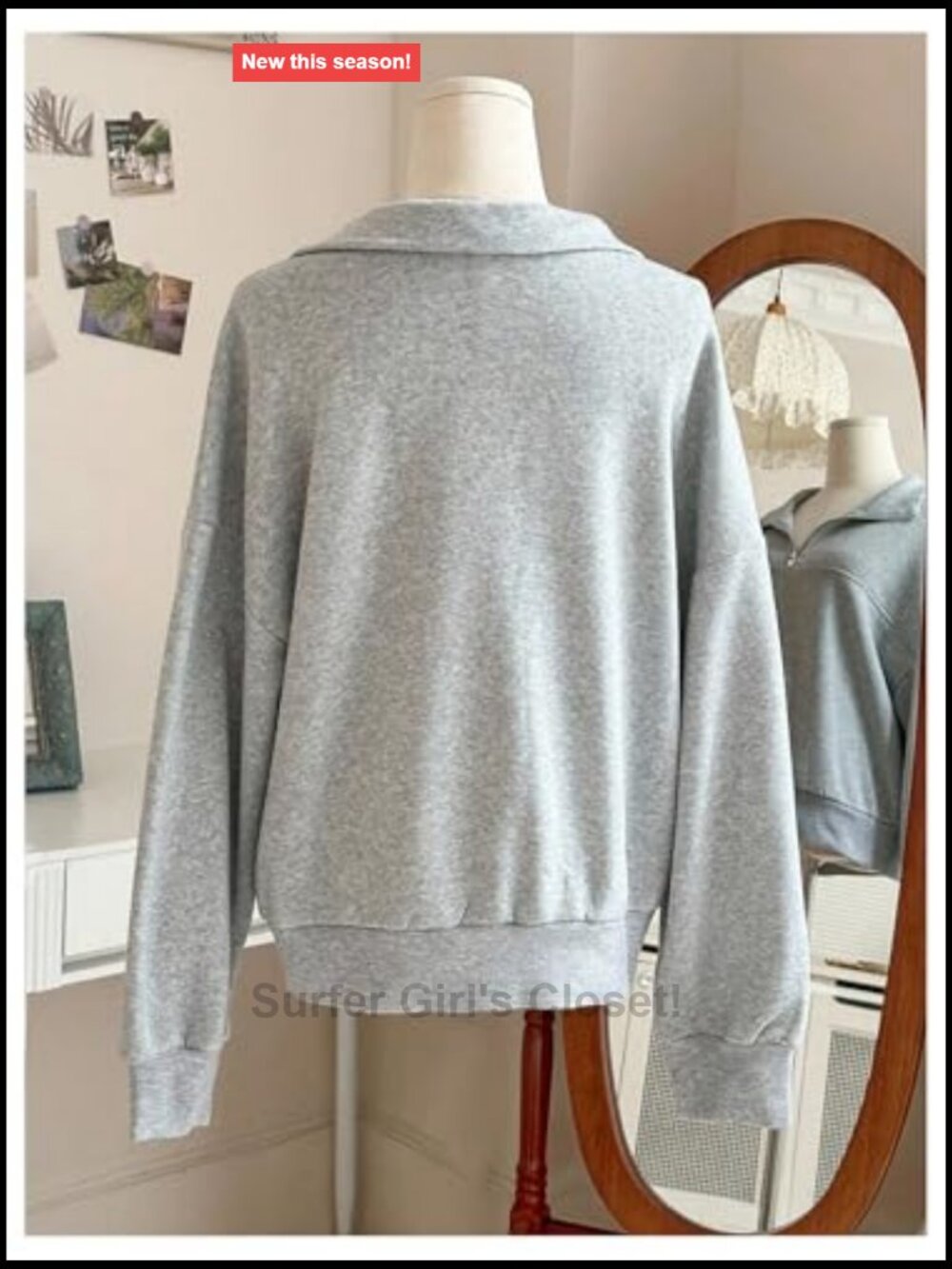 Women's Quarter Zip Pullover Mock Neck Sweatshirt Long Sleeve Oversized - Picture 2 of 6